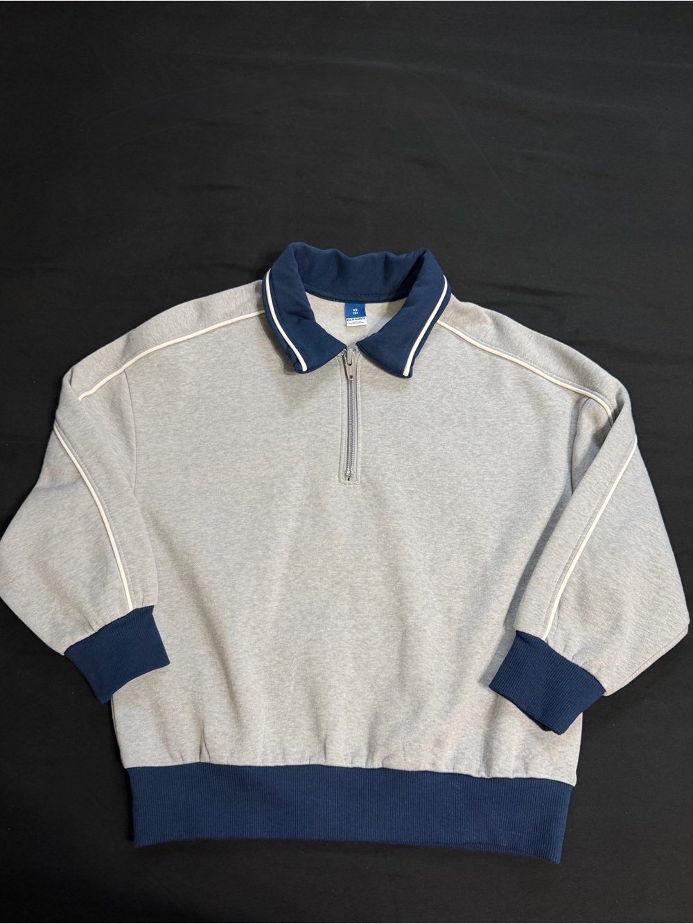 Old Navy Grey Pullover Quarter-Zip with Navy Trim